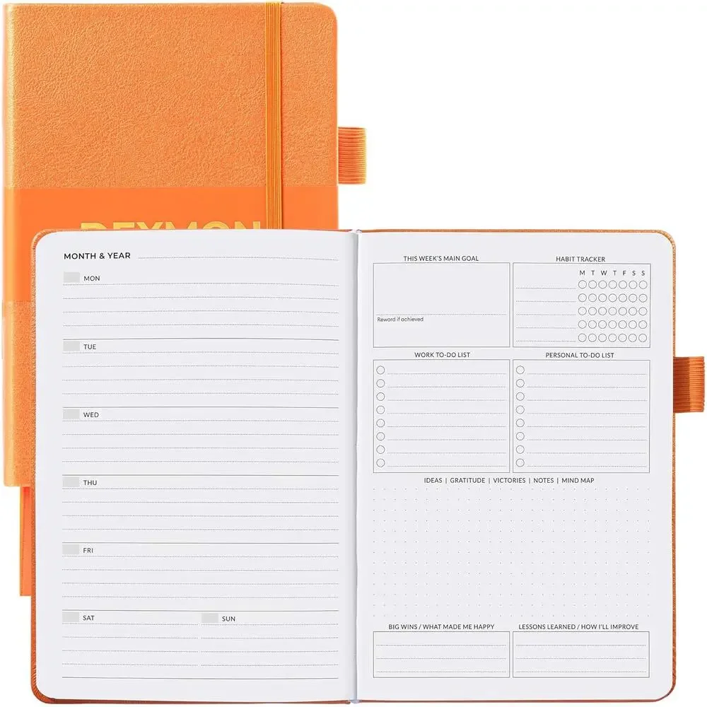 Undated Hardcover Daily Weekly Planner Time Management and Productivity Goals